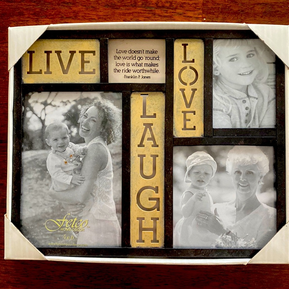 NWT “Live Laugh Love” Metal and Wood Photo Frame
